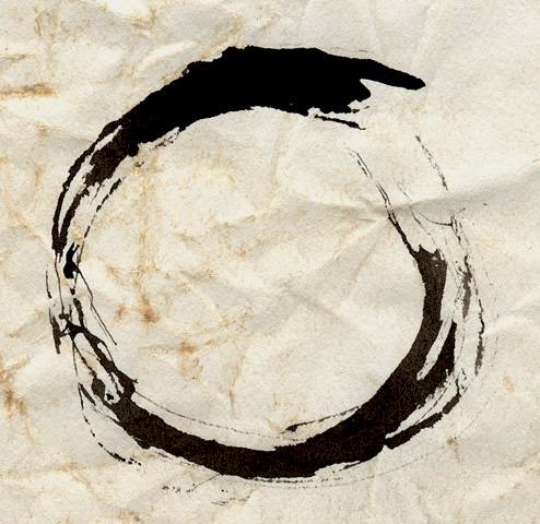 Enso Ink on crumpled paper
