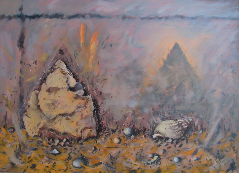 Thunderstone and Shell July-August 1992 Oil on paper on board 16 x 22 ins