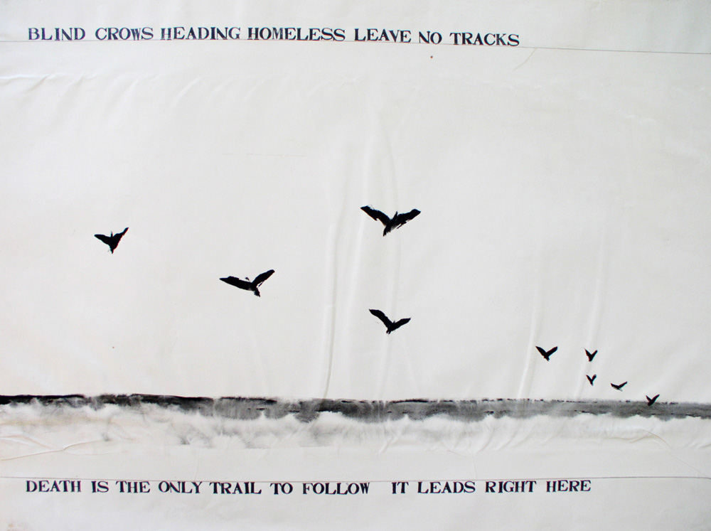 Blind crows heading homeless c1970s Ink and hand-printed lettering Approx 22 x 32 ins