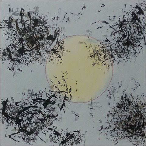 Moonviewing study Late Sept 2014 Acrylic & ink on paper 9.5x8 ins