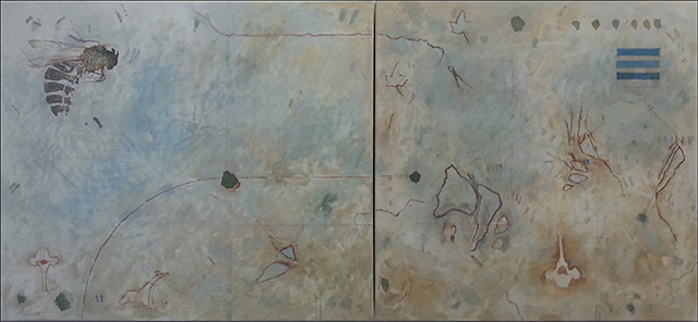 Of stones and small things - July 2014 Oil on canvas 600x1380mm - in progress